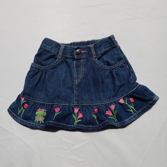 GYMBOREE GIRLS FLOWER JEAN SKIRT 3T 4T SPRING SUMMER NWT